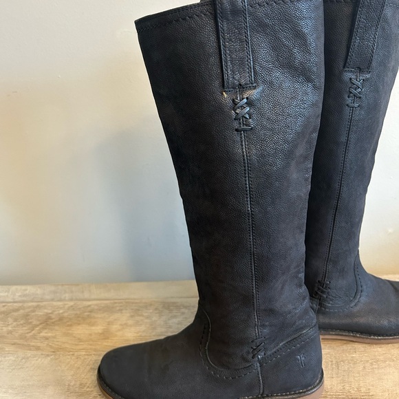 Frye Celia x Stitch Tall Riding Boots Womens Size 6B Black Leather Pull on - Picture 10 of 16